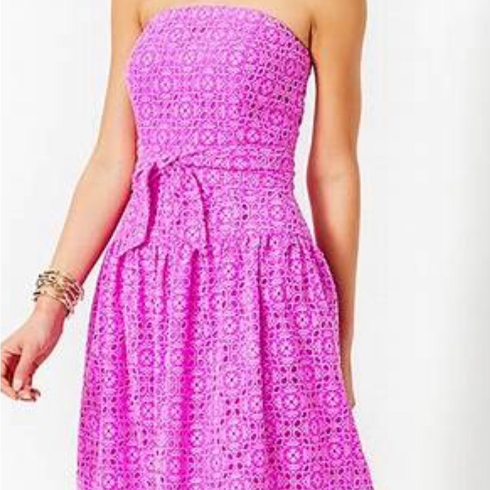 Lilly Pulitzer women pink strapless dress